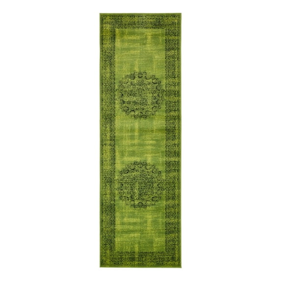 Unique Loom Imperial Collection Area Rug - Cypress (3' x 9' 10" Runner Sage Green/Black)