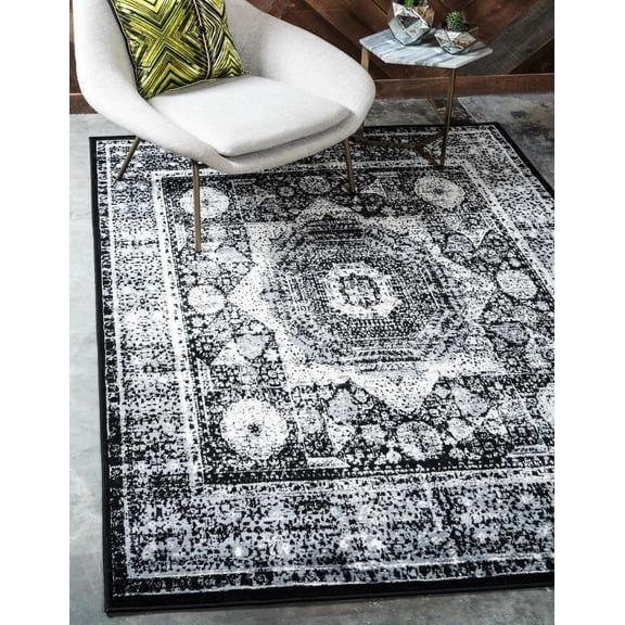 Unique Loom Imperial Collection Area Rug - Lygos (2' x 3' 1" Rectangle Light Gray/Black)