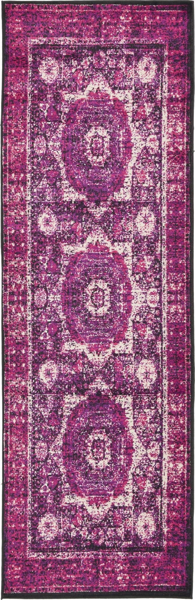 Fuchsia Easy-Care Synthetic Runner Rug 3' x 9'10" for Indoor Use