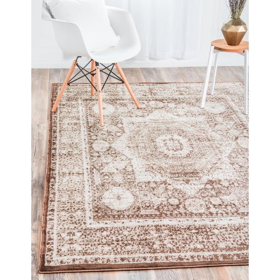 Unique Loom Imperial Collection Area Rug - Lygos (4' 1" x 6' 1" Rectangle Chocolate Brown/Beige)