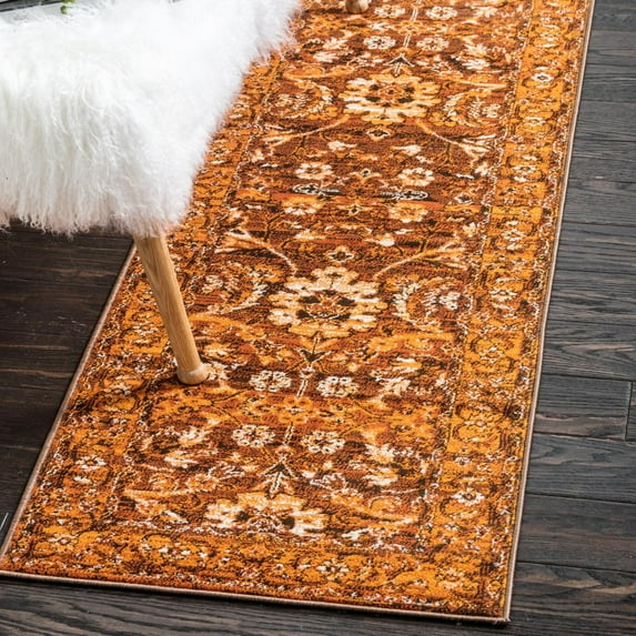 Unique Loom Imperial Collection Area Rug - Ottoman (3' x 9' 10" Runner Chocolate Brown/Black)