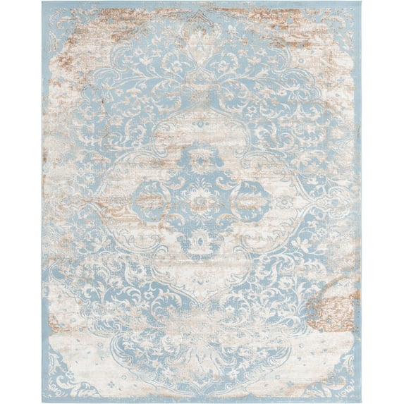 Unique Loom Imperial Highbury Rug ,Rectangle,7' 10" x 10' 0" Teal Transitional Floral Living Room Bed Room Dining Room