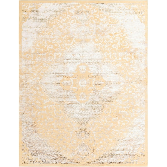 Unique Loom Imperial Highbury Rug ,Rectangle,9' 0" x 12' 2" Yellow Transitional Floral Living Room Bed Room Dining Room