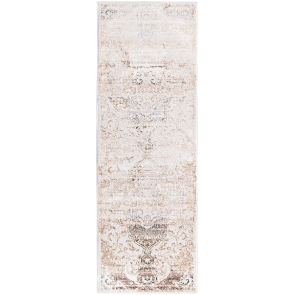 Unique Loom Imperial Highbury Rug ,Runner,2' 0" x 6' 1" Ivory Transitional Floral Bathroom Hallway Mud Room
