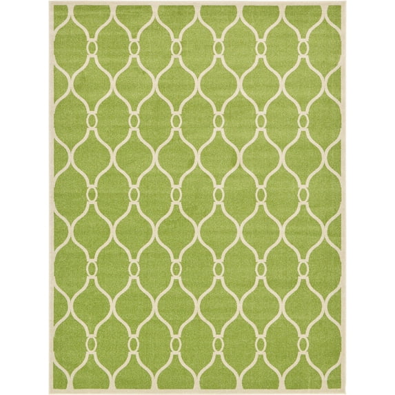 Unique Loom Indoor Rectangle Geometric Modern Area Rugs Green/White, 9' 0 x 12' 0