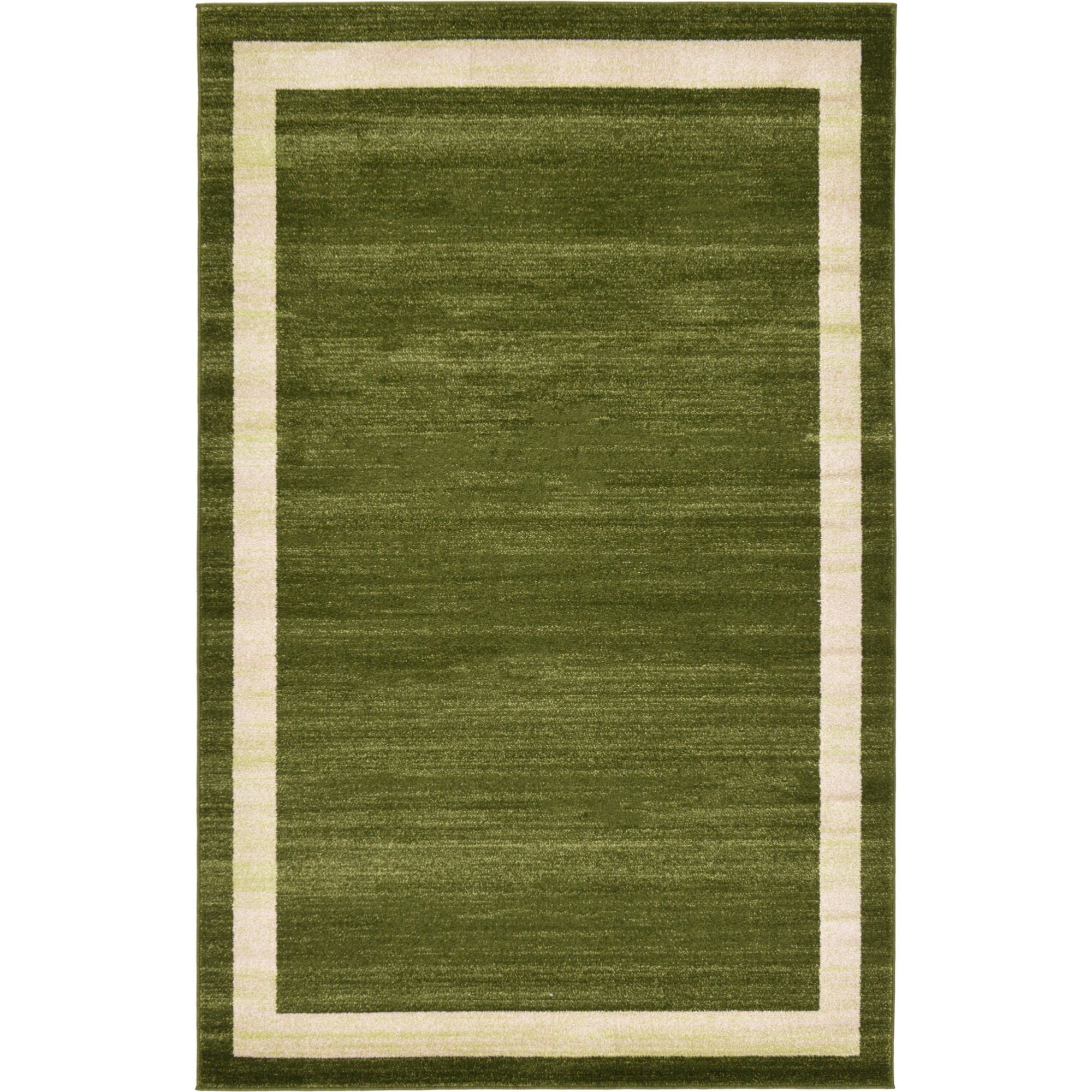 Green and Ivory Tufted Reversible Rectangular Area Rug 5' x 8'