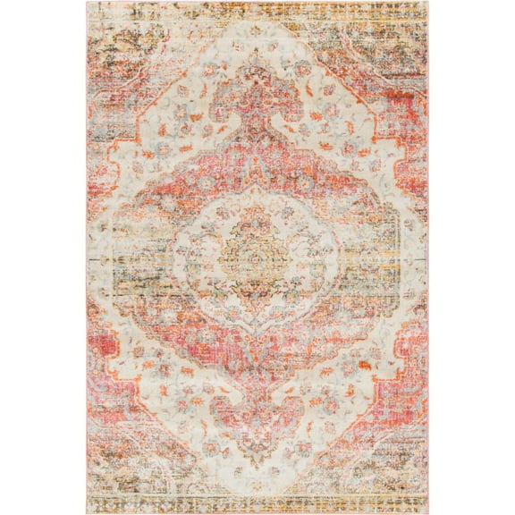 Unique Loom Indoor Rectangular Oriental Traditional Area Rugs Beige/Orange/Yellow, 4' 0 x 6' 0