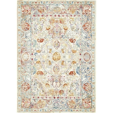 Unique Loom Indoor Rectangular Traditional Traditional Area Rugs Beige/Blue/Red, 4' 0 x 6' 0
