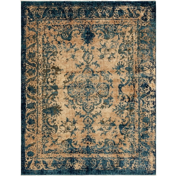 Unique Loom Indoor Rectangular Traditional Vintage Area Rugs Blue/Beige, 9' 0 x 12' 0