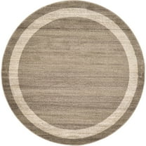 Unique Loom Indoor Round Color Bordered Modern Area Rugs Brown/Beige, 6' 0 x 6' 0 Round