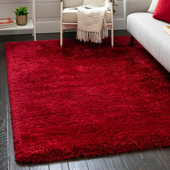 Unique Loom Infinity Shag Collection Area Rug - Jinko (2' x 3' Rectangle Merlot)