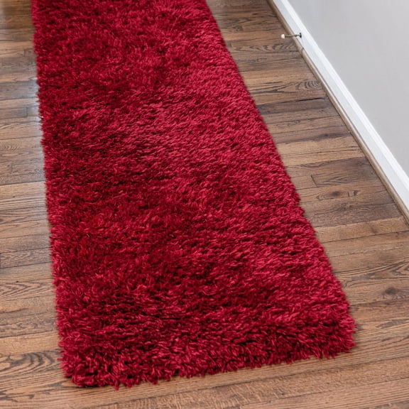 Unique Loom Infinity Shag Collection Area Rug - Jinko (2' x 6' 5" Runner Merlot)