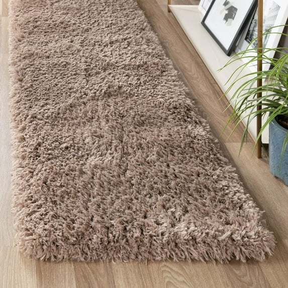 Unique Loom Infinity Shag Collection Area Rug - Jinko (2' x 6' 5" Runner Khaki)
