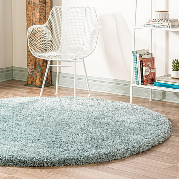 Unique Loom Infinity Shag Collection Area Rug - Jinko (4' 1" Round Slate Blue)