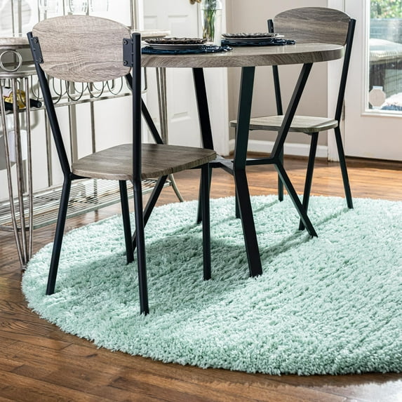 Unique Loom Infinity Shag Collection Area Rug - Jinko (6' 1" Round Cyan)