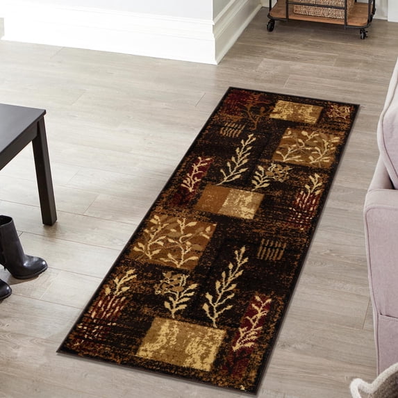 Unique Loom Cafe Collection Area Rug - Inizio (2' x 8' Runner Brown/Cream)