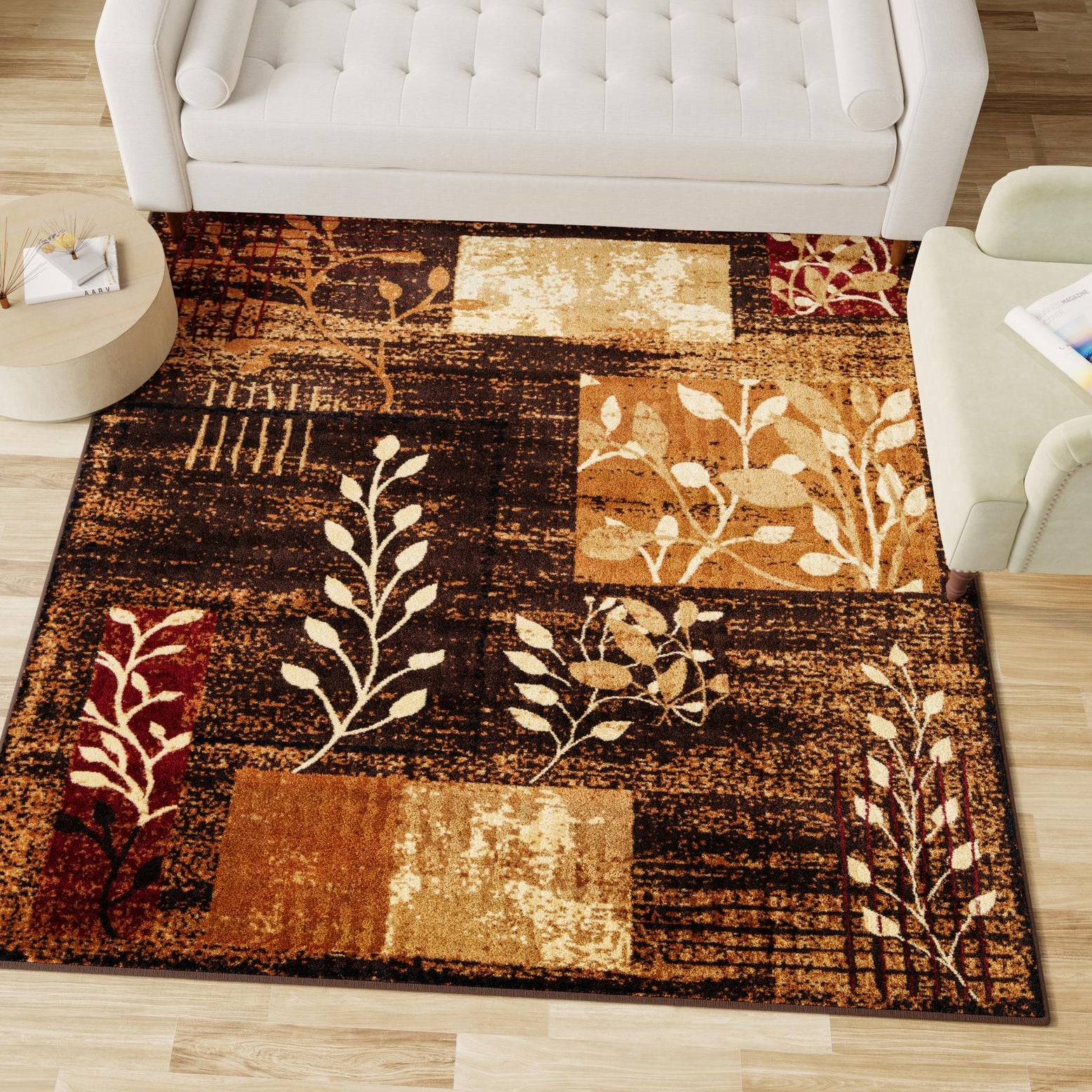 Unique Loom Cafe Collection Area Rug - Inizio (10' Square Brown/Cream ...