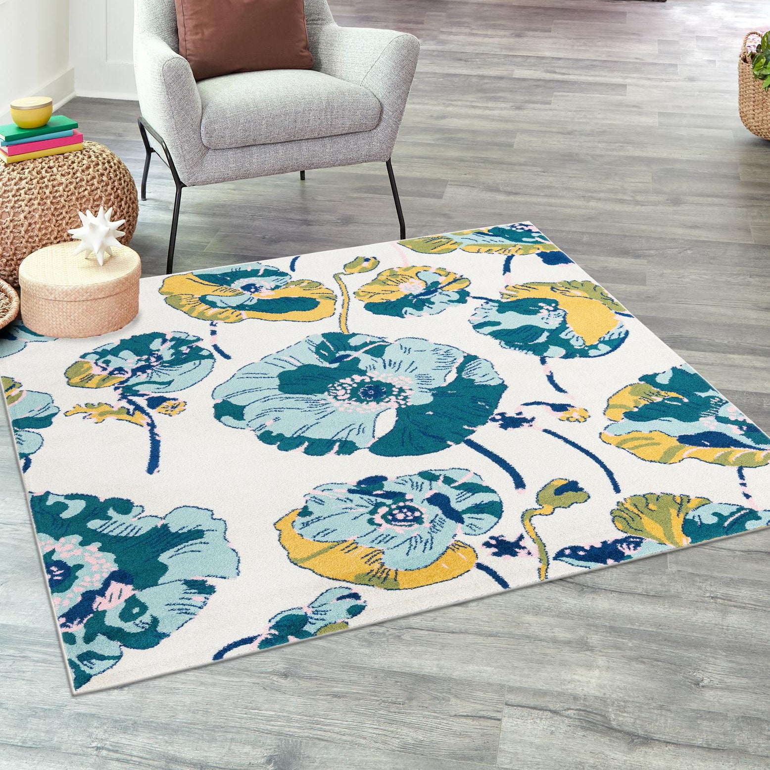 Unique Loom Bloom Collection Area Rug - Iris (7' 10