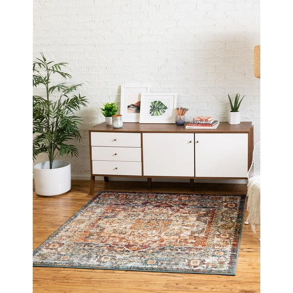 Unique Loom Isabella Collection Area Rug - Adjani (4' 1" Square Multi/Beige)