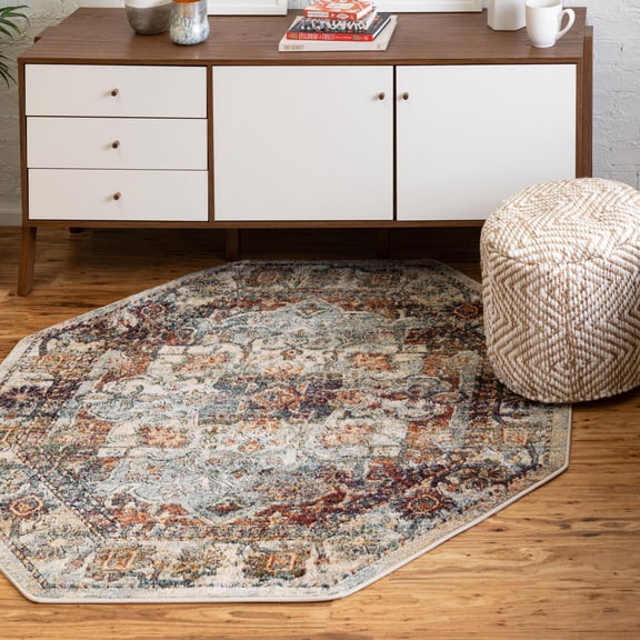 Unique Loom Isabella Collection Area Rug - Adjani (5' 1" Octagon Ivory/Beige)