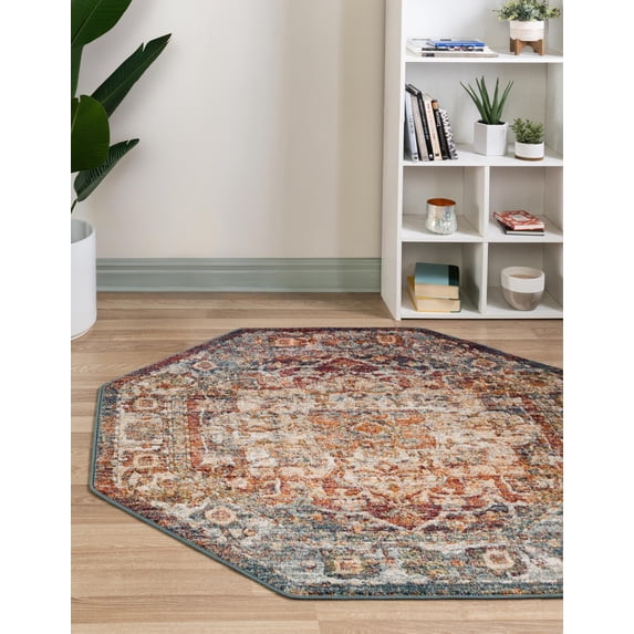 Unique Loom Isabella Collection Area Rug - Adjani (5' 1" Octagon Multi/Beige)