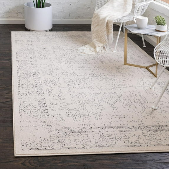 Unique Loom Isabella Collection Area Rug - Adjani (6' 1" x 9' Rectangle White/Blue)