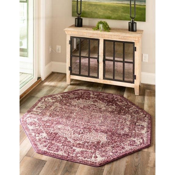 Unique Loom Isabella Collection Area Rug - Adjani (7' 10" Octagon Purple/Ivory)