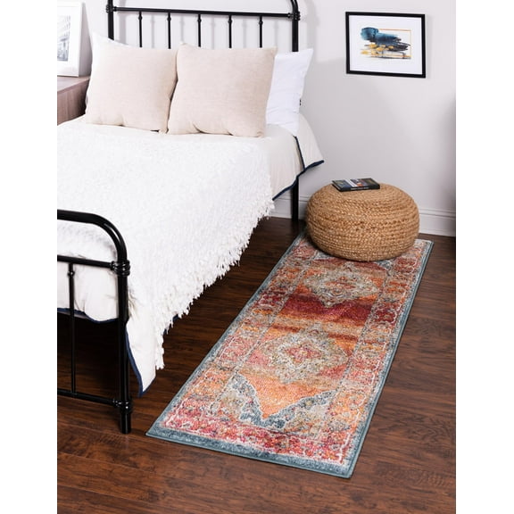 Unique Loom Isabella Collection Area Rug - Rossellini (2' x 8' Runner Rust Red/Beige)