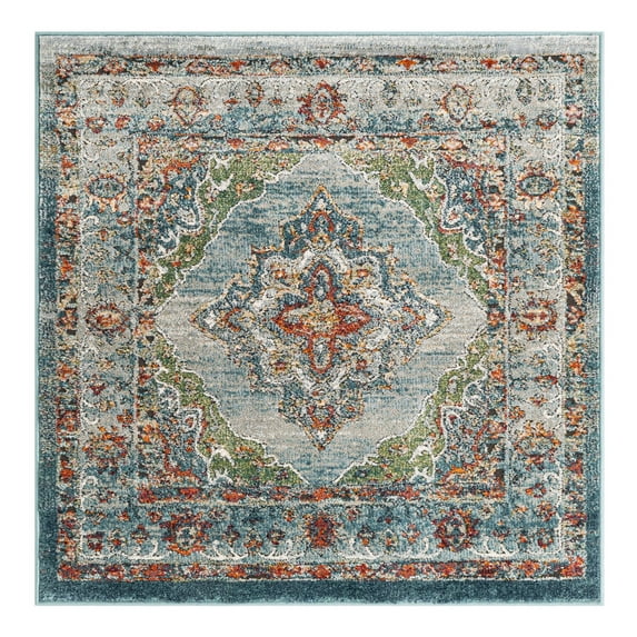 Unique Loom Isabella Collection Area Rug - Rossellini (4' 1" Square Blue/Beige)