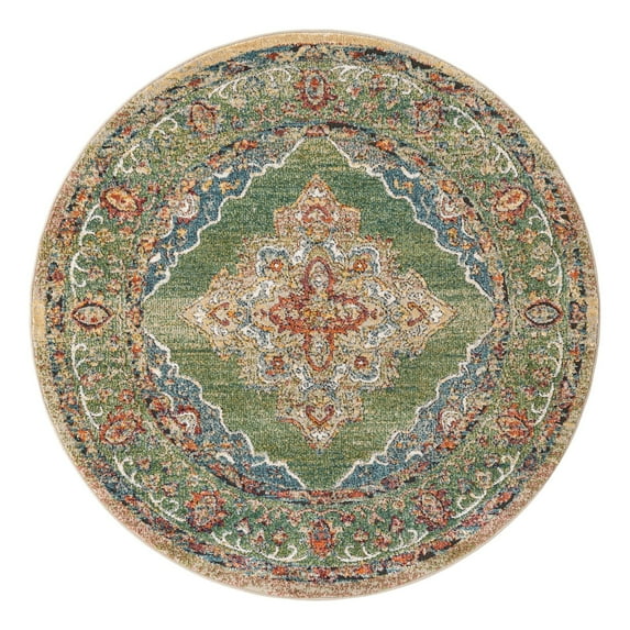 Unique Loom Isabella Collection Area Rug - Rossellini (5' 1" Round Green/Blue)
