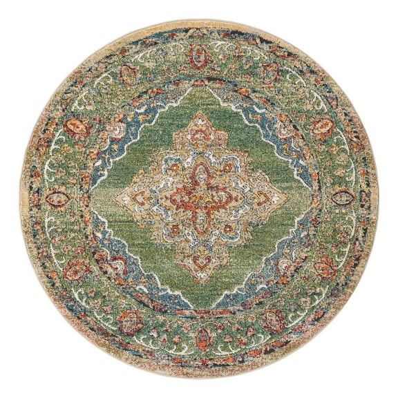Unique Loom Isabella Collection Area Rug - Rossellini (5' 1" Round Green/Blue)