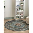 thumbnail image 1 of Unique Loom Isabella Collection Area Rug - Rossellini (6' 1" Round Blue/Beige), 1 of 7