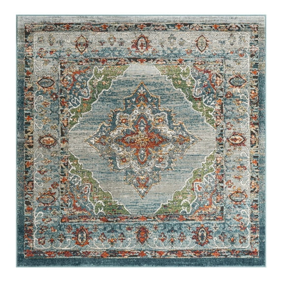 Unique Loom Isabella Collection Area Rug - Rossellini (6' 1" Square Blue/Beige)