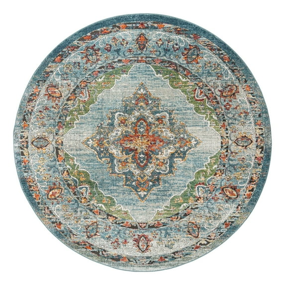 Unique Loom Isabella Collection Area Rug - Rossellini (7' 10" Round Blue/Beige)