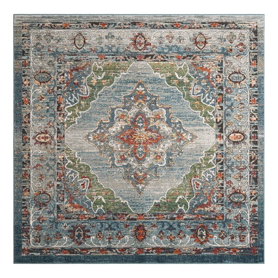 Unique Loom Isabella Collection Area Rug - Rossellini (7' 10" Square Blue/Beige)