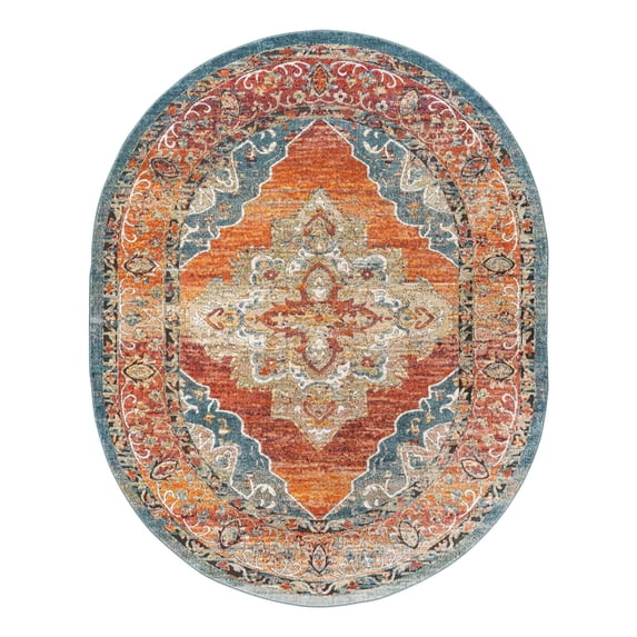 Unique Loom Isabella Collection Area Rug - Rossellini (7' 10" x 10' Oval Rust Red/Beige)