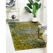 Unique Loom Ivy Jardin Rug Green/Beige 4' 1" x 6' 1" Rectangle Abstract Contemporary Perfect For Living Room Bed Room Dining Room Office