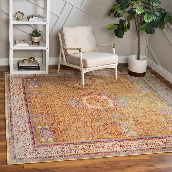 Unique Loom Austin Collection Area Rug - Jackson (8' Square Gold/Burgundy)