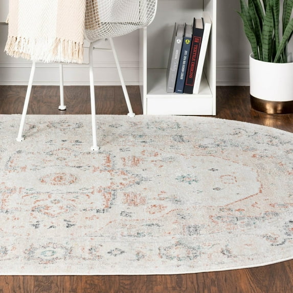 Unique Loom Madeline Vintage Collection Area Rug - Jackson (3' 3" x 5' 3" Oval Ivory/Pink)