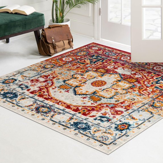 Unique Loom Madeline Vintage Collection Area Rug - Jackson (5' 3" Square Rust Red/Orange)