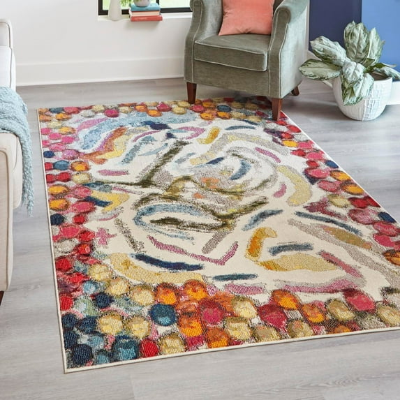 Unique Loom Vivid Collection Area Rug - Jaipur (5' 3" x 8' Rectangle Multi/Black)