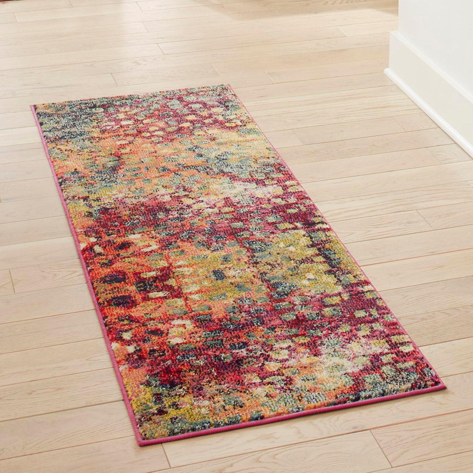 Colorful Abstract Synthetic Indoor Runner Rug