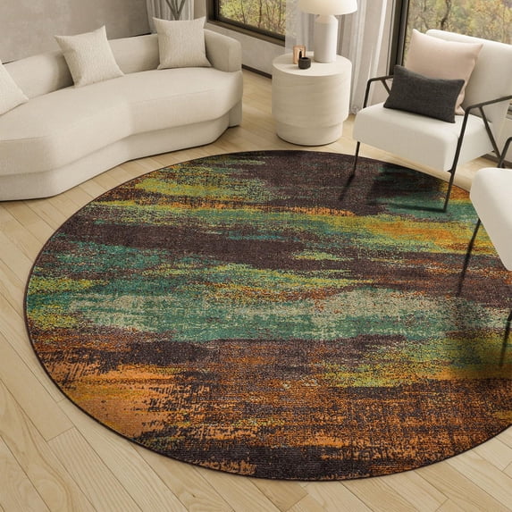 Unique Loom Jardin Collection Area Rug - Lilly (6' 1" Round Multi/Beige)