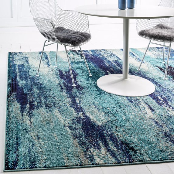 Unique Loom Jardin Collection Area Rug - Lilly (8' Square Blue/Gray)