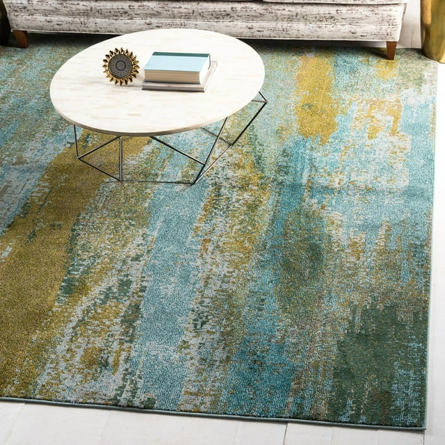 Unique Loom Jardin Collection Area Rug - Lilly (8' Square Turquoise/Gray)