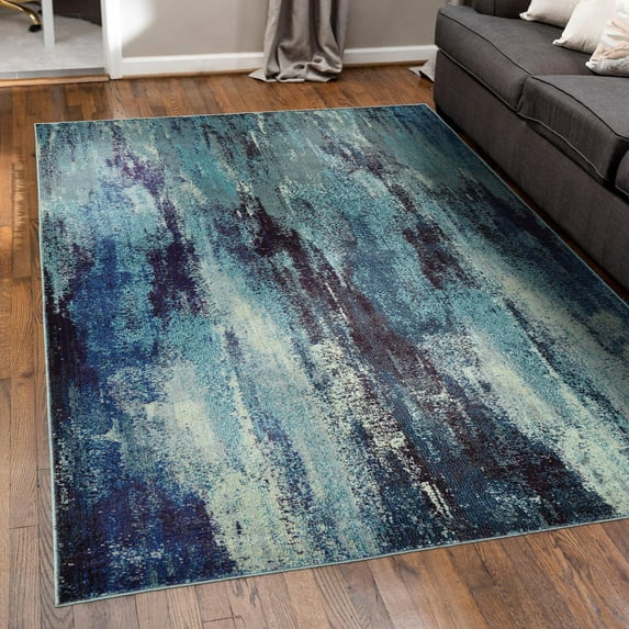 Unique Loom Jardin Collection Area Rug - Lilly (9' x 12' 2" Rectangle Blue/Gray)