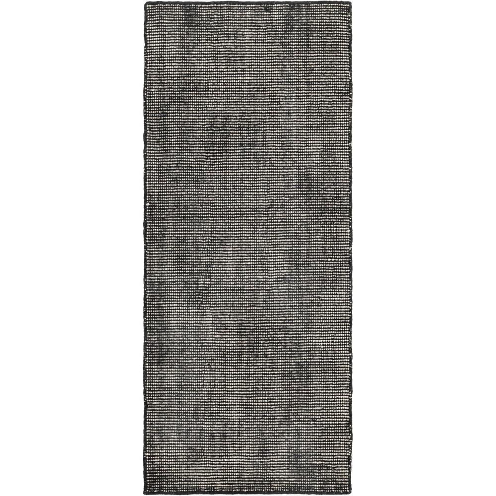 Hand-Knotted Blackberry Wool Runner Rug with Ivory Accents