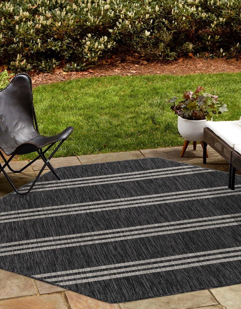 Charcoal Gray Octagon Outdoor Area Rug