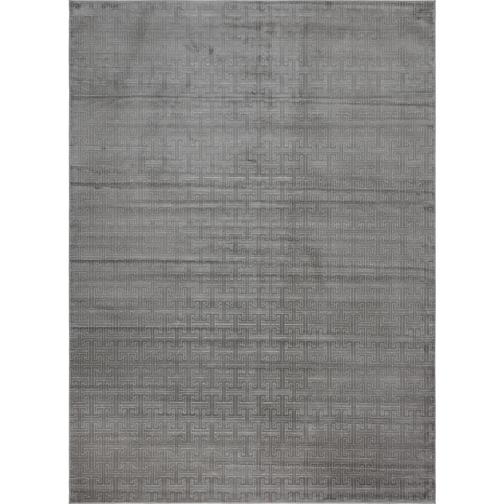 Gray Geometric 9' x 12' Stain-Resistant Synthetic Rug