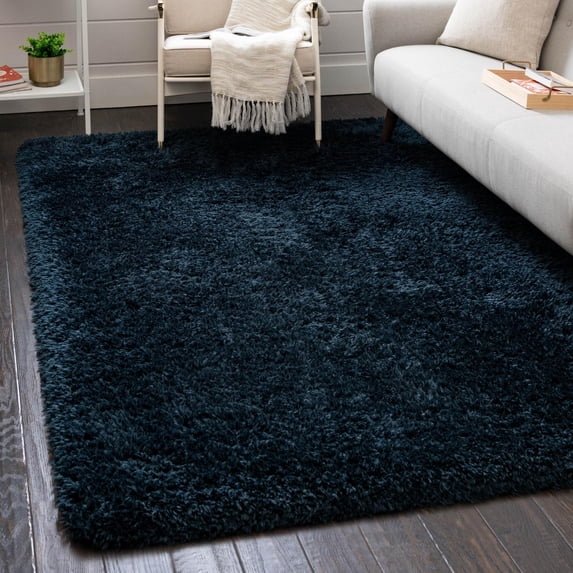 Unique Loom Infinity Shag Collection Area Rug - Jinko (5' 1" x 8' Rectangle Cobalt)